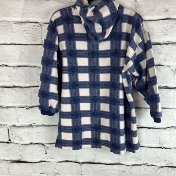 Vintage B.U.M Equipment Plaid Hoodie Blue Unisex Size L 90s Grunge Style - Picture 6 of 6